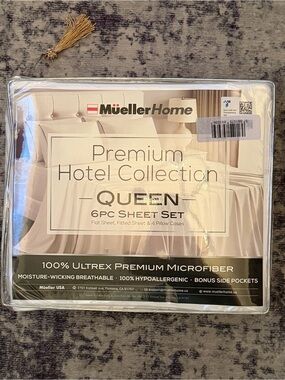 Mueller Home Premium Hotel Collection Queen Sheet Set - White